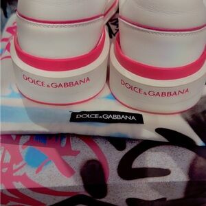 Dolce & Gabbana White and Pink Sneakers